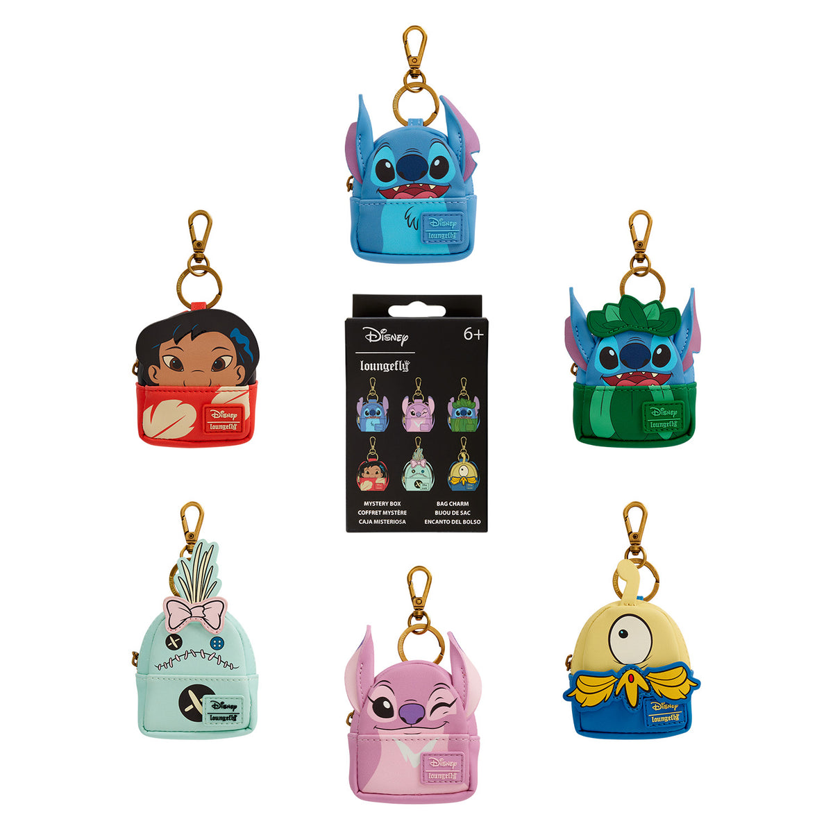 Loungefly バッグチャーム 3点セット Loungefly Disney Lilo and Stitch Mini Backpack Mystery Bag Charm