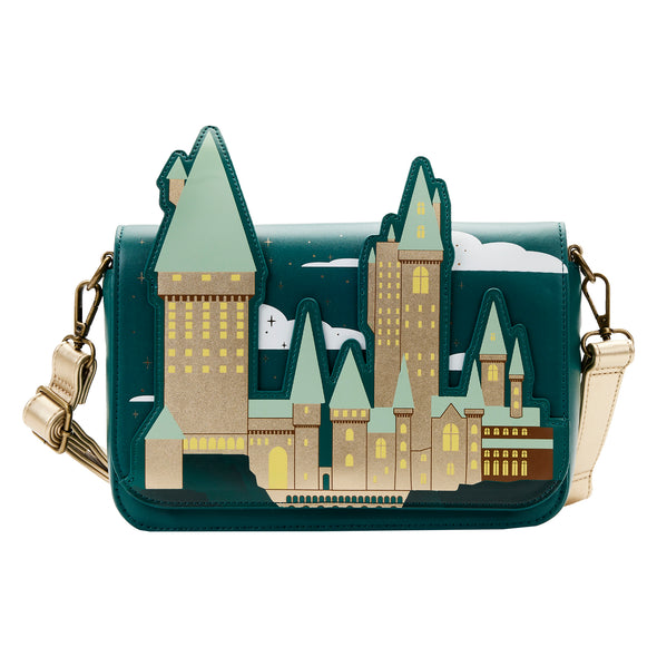 Loungefly Harry Potter Golden Hogwarts Crossbody Bag with Pouch