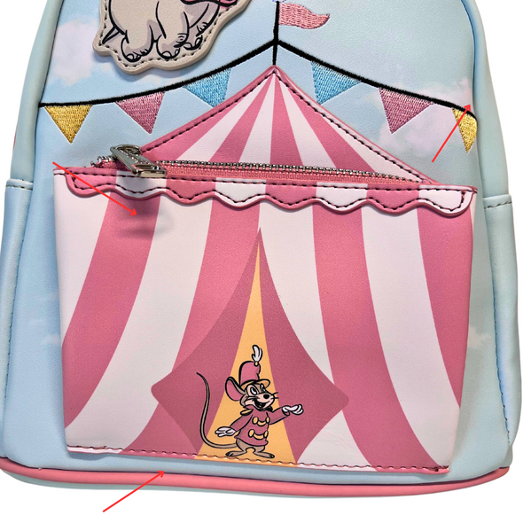 Loungefly Disney Dumbo Circus Tent Mini Backpack DEFECTIVE #679