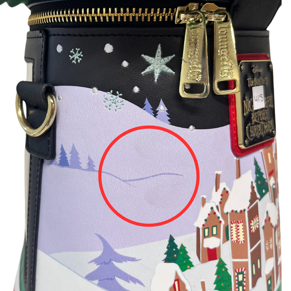 Loungefly Disney Nightmare Before Christmas Spinning Carousel Christmas Town Crossbody DEFECTIVE #415