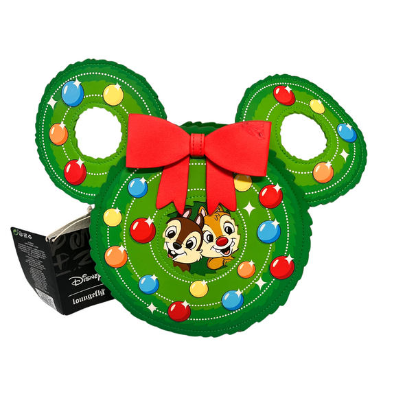 Loungefly Disney Chip n Dale Holiday Wreath Crossbody DEFECTIVE #267