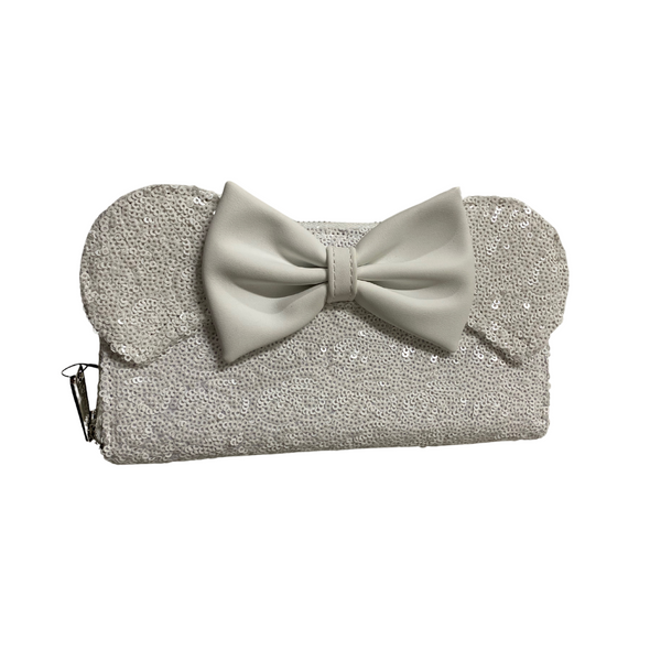 Loungefly Disney Minnie Mouse Sequin Wedding Zip Around Wallet DEFECTIVE #78