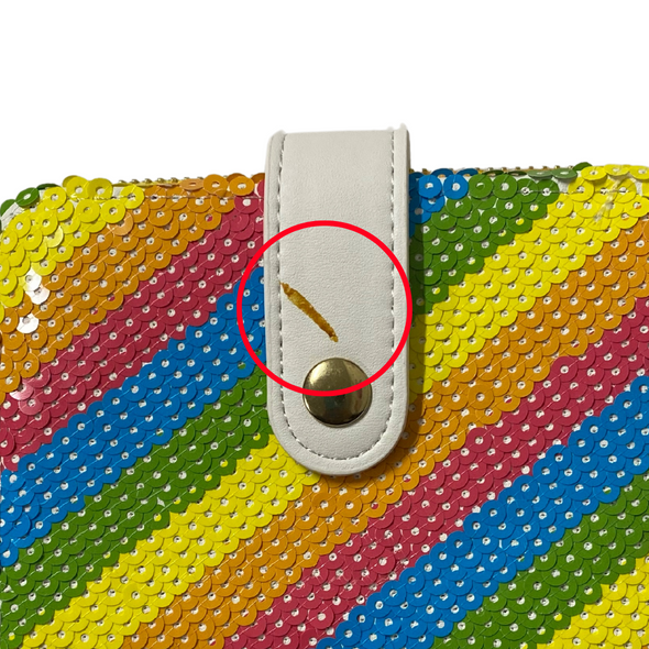 Loungefly Disney Rainbow Minnie Sequin Zip Around Wallet DEFECTIVE #72
