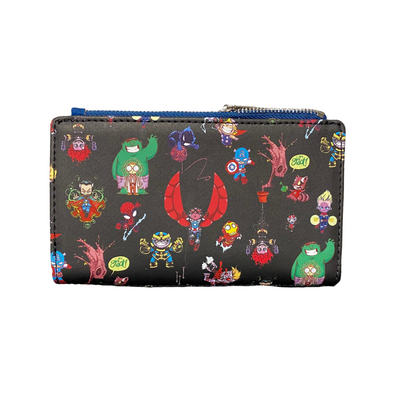 Loungefly Skottie Young Chibi Marvel Group Flap Wallet DEFECTIVE #170