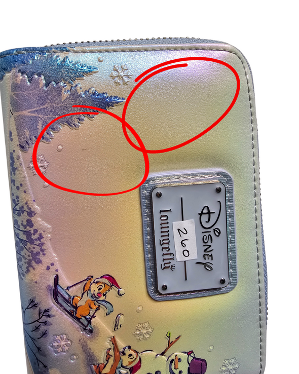 Loungefly Disney Mickey and Friends Winter Wonderland Zip Around Wallet DEFECTIVE #260
