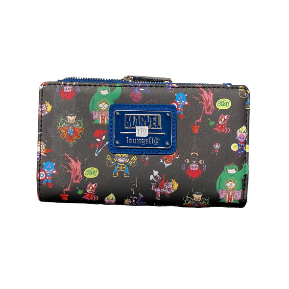 Loungefly Skottie Young Chibi Marvel Group Flap Wallet DEFECTIVE #170