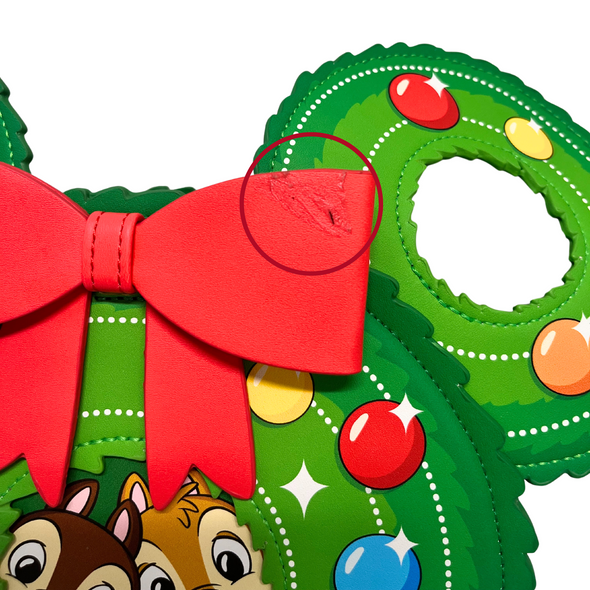 Loungefly Disney Chip n Dale Holiday Wreath Crossbody DEFECTIVE #267