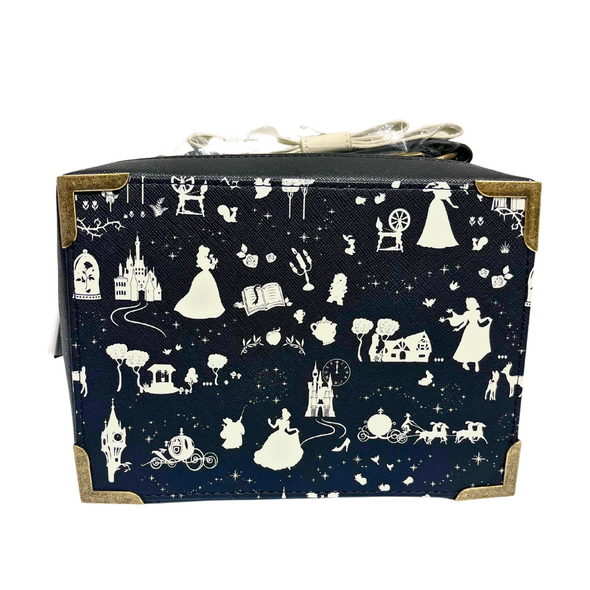 Loungefly Disney B+W Princess Silhouette AOP Crossbody DEFECTIVE #855