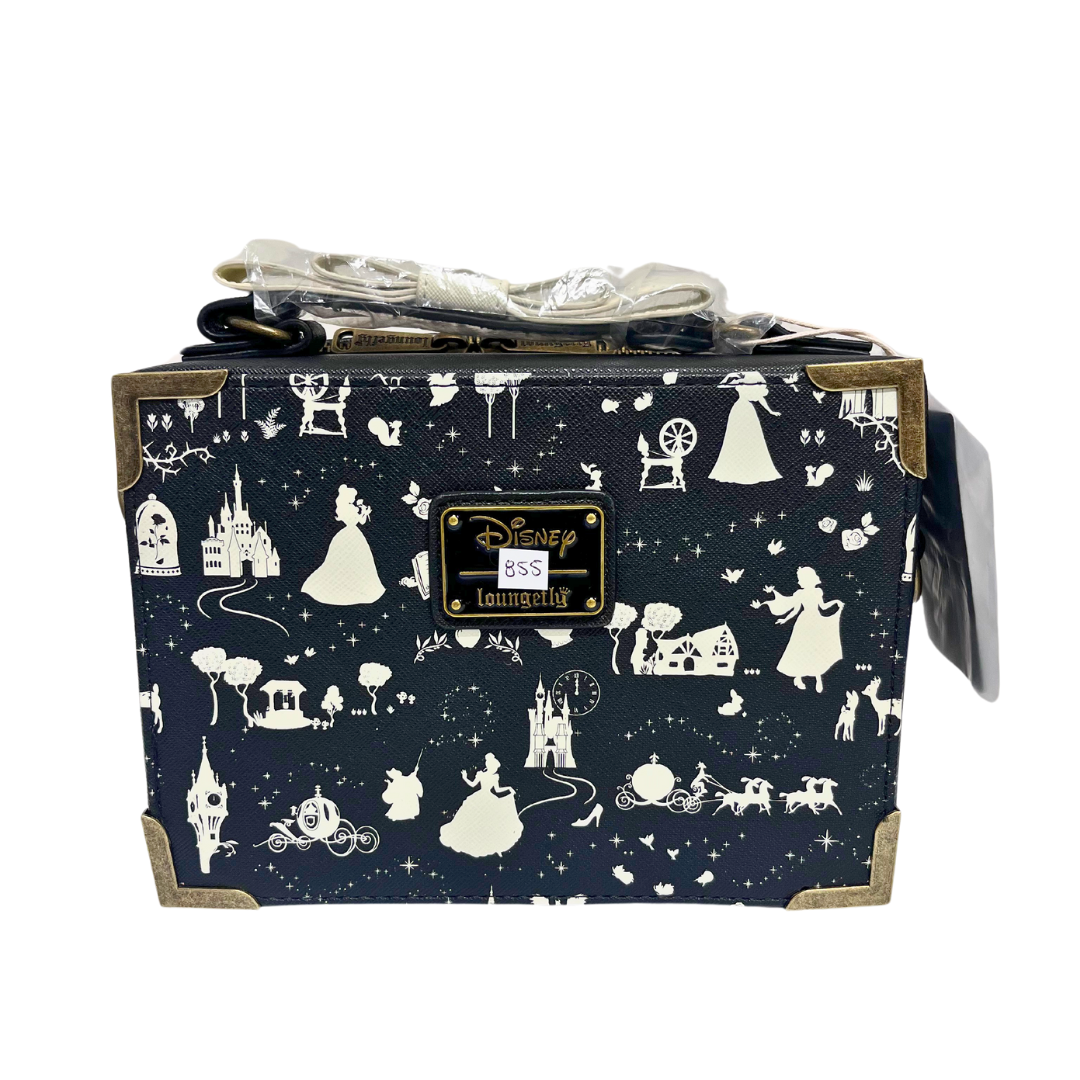 Loungefly Disney B W Princess Silhouette AOP Crossbody DEFECTIVE 855