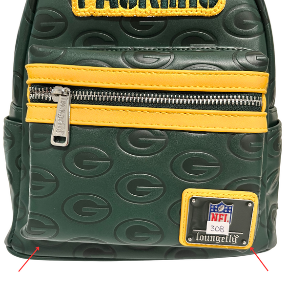 Loungefly NFL Packers AOP Logo Mini Backpack DEFECTIVE #308
