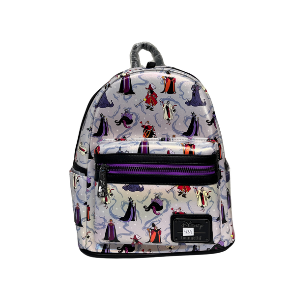 Loungefly Disney Villains Iridescent AOP Mini Backpack DEFECTIVE #439
