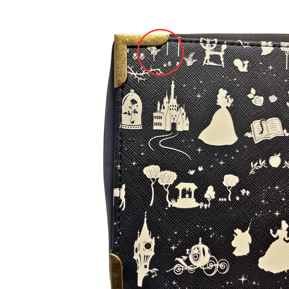 Loungefly Disney B+W Princess Silhouette AOP Crossbody DEFECTIVE #855