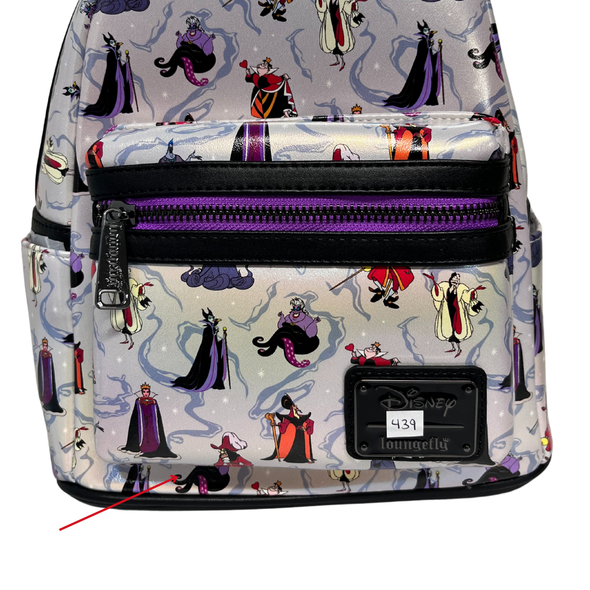 Loungefly Disney Villains Iridescent AOP Mini Backpack DEFECTIVE #439
