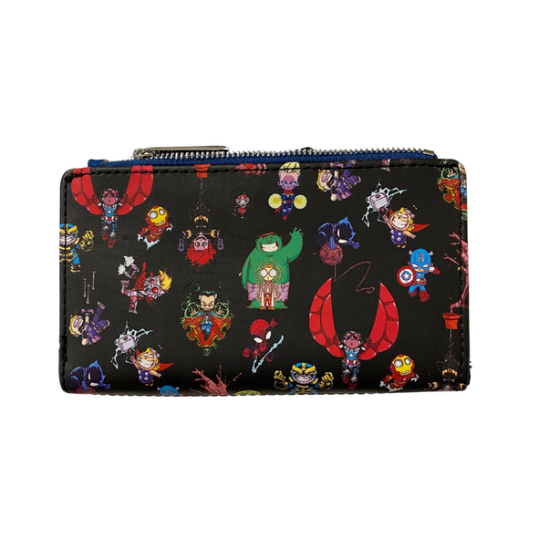 Loungefly Skottie Young Chibi Marvel Group Flap Wallet DEFECTIVE #45