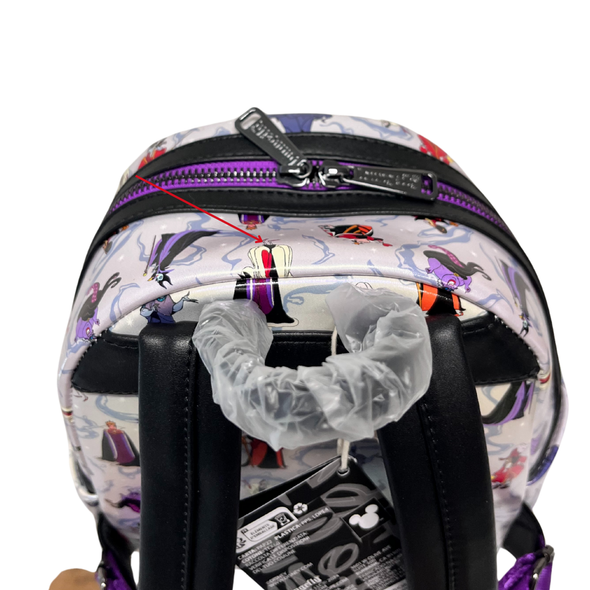 Loungefly Disney Villains Iridescent AOP Mini Backpack DEFECTIVE #439