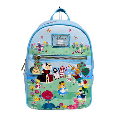 Modern Pinup Exclusive Loungefly Disney Alice in Wonderland Chibi Group Mini Backpack DEFECTIVE #784