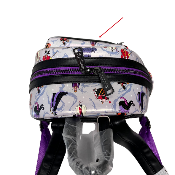Loungefly Disney Villains Iridescent AOP Mini Backpack DEFECTIVE #439