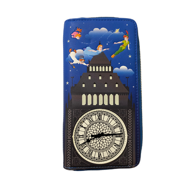 Loungefly Disney Peter Pan Glow Clock Zip Around Wallet DEFECTIVE #41