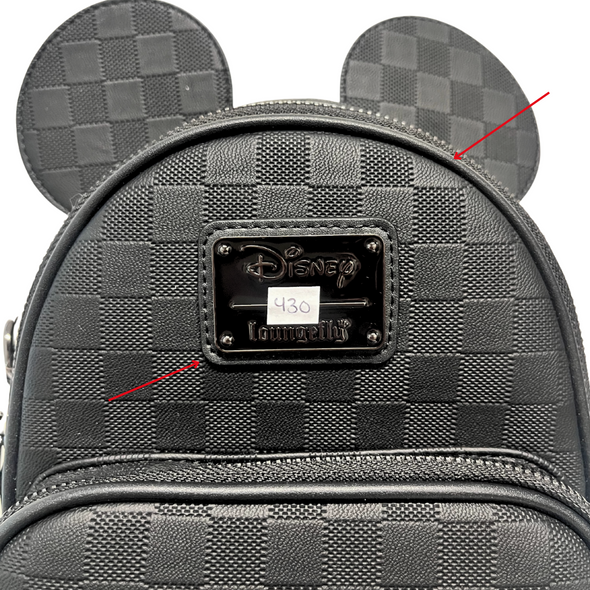Loungefly Disney Mickey Checkered Texture Convertible Mini DEFECTIVE #430