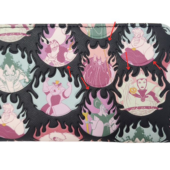 Loungefly Disney Villains Pastel Flames Wallet DEFECTIVES