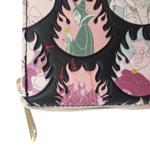 Loungefly Disney Villains Pastel Flames Wallet DEFECTIVES