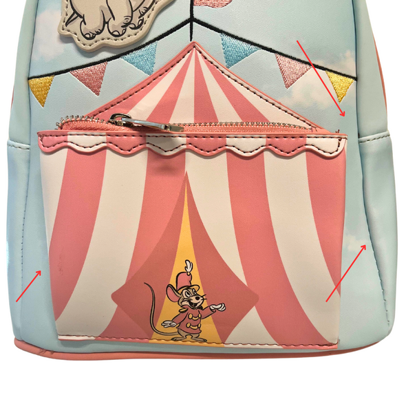 Loungefly Disney Dumbo Circus Tent Mini Backpack DEFECTIVE #492