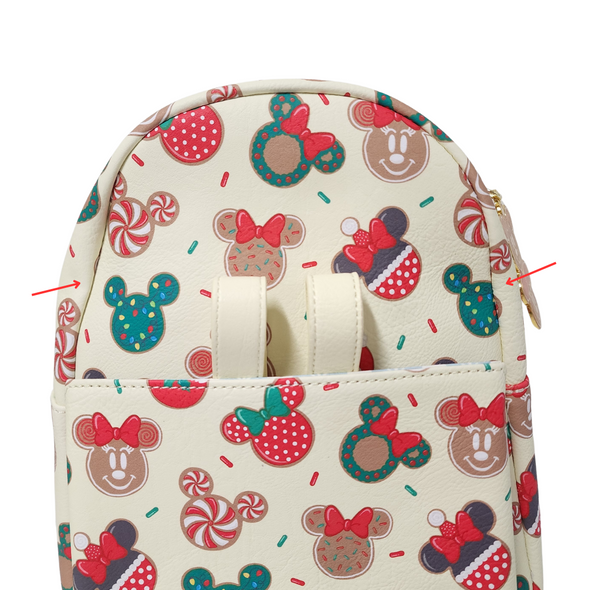 Loungefly Disney Christmas Mickey and Minnie Cookie Mini Backpack DEFECTIVE #554