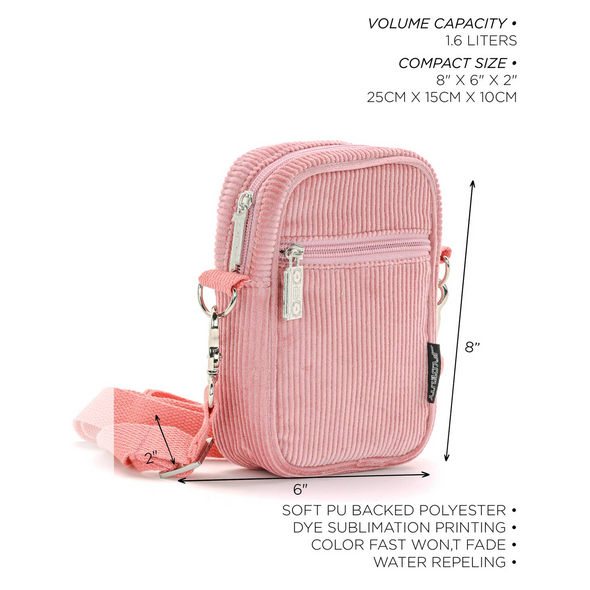 Fydelity Mini Brick Crossbody Corduroy Pink