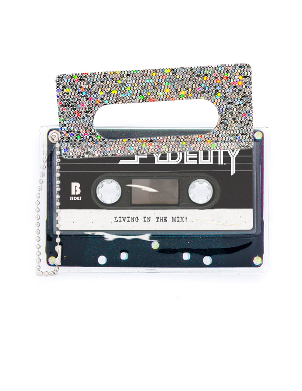 Fydelity Retro Cassette Tape Deco Sticker Tag Rainbow Silver