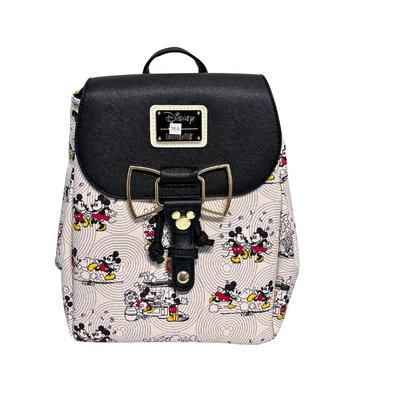 Loungefly Disney Mickey Minnie Bow Hardware AOP Mini Backpack DEFECTIVE #788