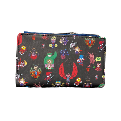 Loungefly Skottie Young Chibi Marvel Group Flap Wallet DEFECTIVE #169