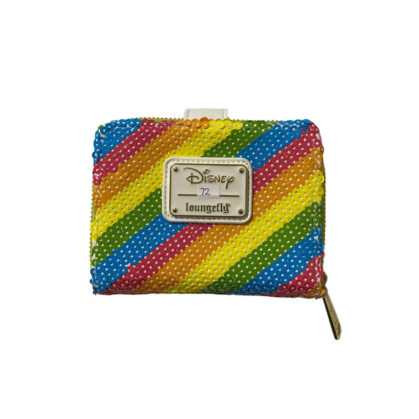Loungefly Disney Rainbow Minnie Sequin Zip Around Wallet DEFECTIVE #72