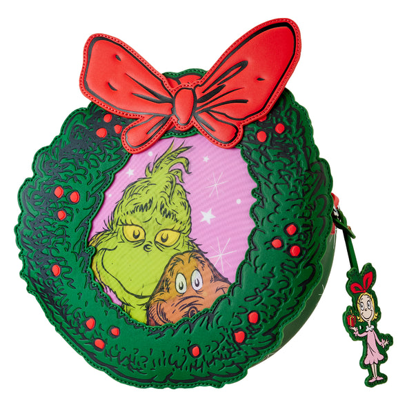 Loungefly Dr Seuss Grinch Christmas Wreath Figural Crossbody