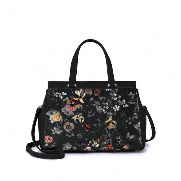 Mellow World Stellan Floral Print Satchel Black