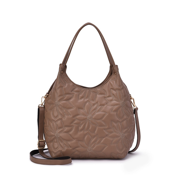 Mellow World Jae Embossed Floral Patterned Hobo Mocha