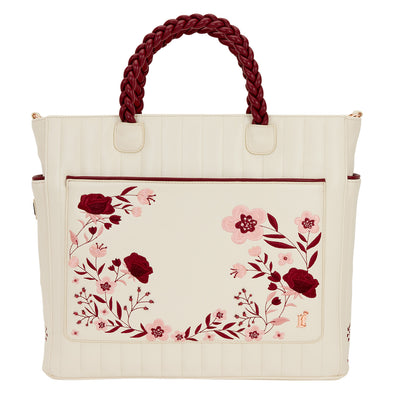 Loungefly Brand Cream and Red Floral Tote Bag
