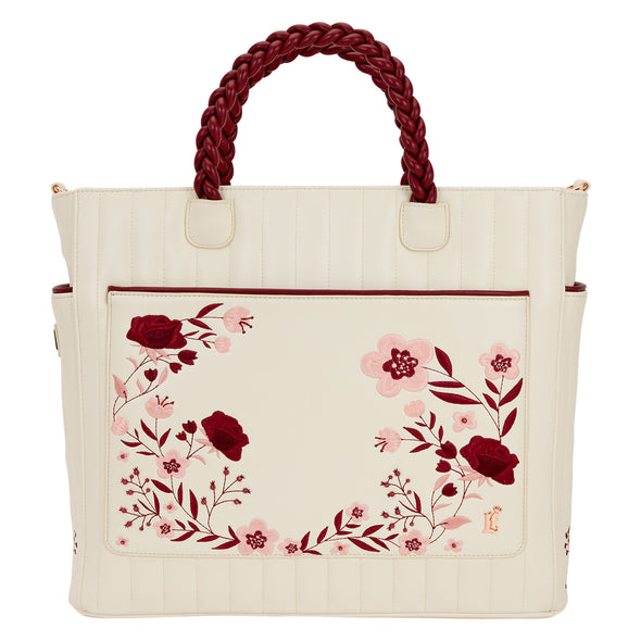 Loungefly Brand Cream and Red Floral Tote Bag
