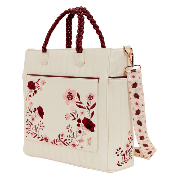 Loungefly Brand Cream and Red Floral Tote Bag