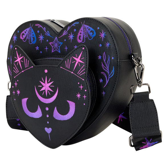 Loungefly Figural Neon Cat Heart Shaped Crossbody