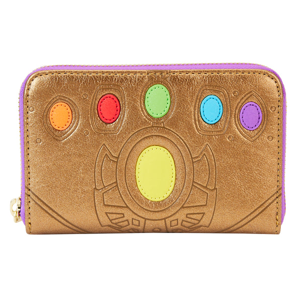 Loungelfy Marvel Metallic Thanos Gauntlet Zip Around Wallet