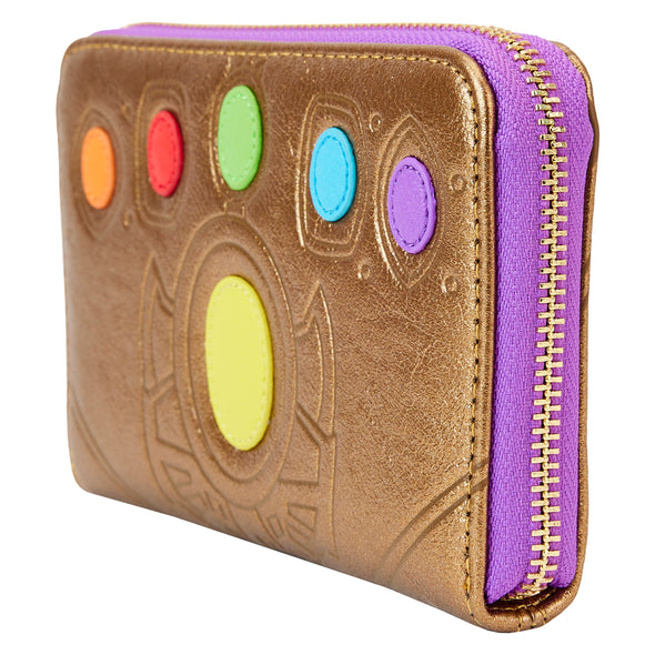 Loungelfy Marvel Metallic Thanos Gauntlet Zip Around Wallet