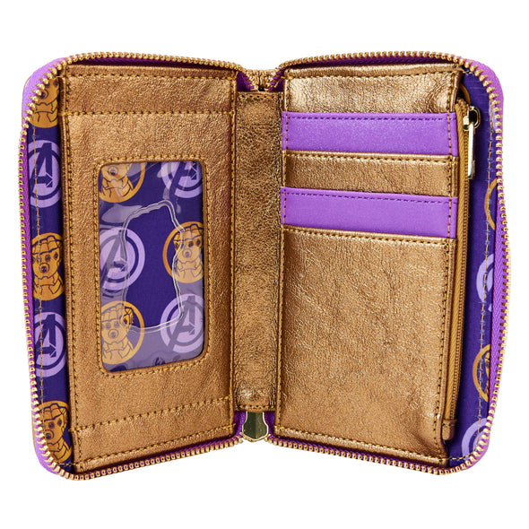 Loungelfy Marvel Metallic Thanos Gauntlet Zip Around Wallet