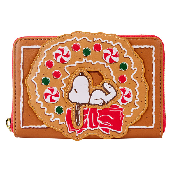 Loungefly Peanuts Snoopy Gingerbread Wreath Zip Around Wallet