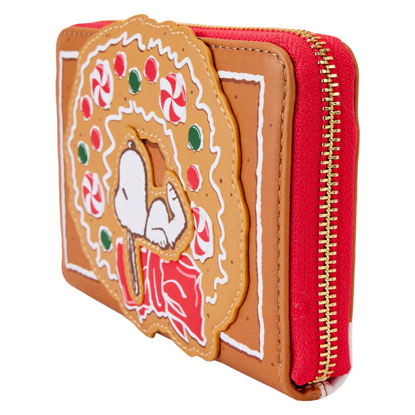 Loungefly Peanuts Snoopy Gingerbread Wreath Zip Around Wallet