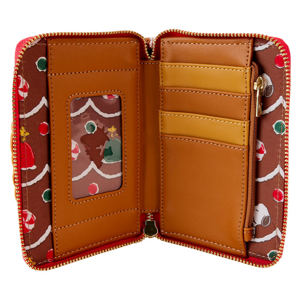 Loungefly Peanuts Snoopy Gingerbread Wreath Zip Around Wallet