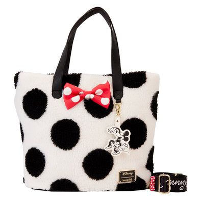Loungefly Disney Minnie Rocks the Dots Sherpa Tote Bag