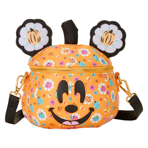 Loungefly Disney Mickey Mouse Floral Pumpkin Crossbody