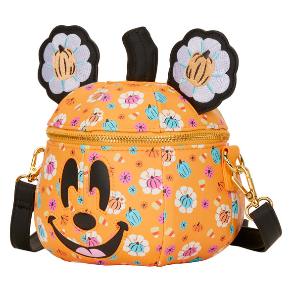 Loungefly Disney Mickey Mouse Floral Pumpkin Crossbody