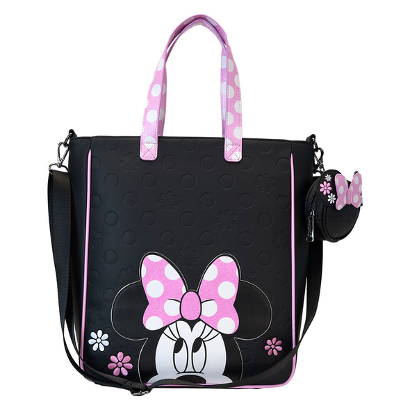 Loungefly Disney Minnie Floral Rock The Dots Tote With Coin Purse