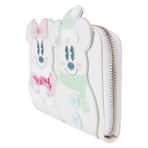 Loungefly Disney Mickey and Minnie Pastel Snowman Zip Around Wallet
